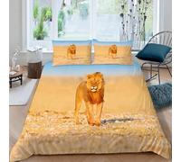 3D Printed Lion Duvet Cover Set King size,Soft Microfiber Hypoallergenic Wild Animals Bedding Set with Pillowcase, Quilt Cover with Zipper for Kids, Teens, Adults2e171