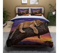 3D Printed Lion Duvet Cover Super King 3 Pieces 220x260cm Animals Lion Bedding Set with Hidden Zipper Soft Microfiber Comforter Quilt Cover with 2 Pillowcase 50x75cm（XXX 2-15）
