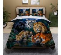 3D Printed Lion Duvet Cover Super King 3 Pieces 220x260cm Animals Lion Bedding Set with Hidden Zipper Soft Microfiber Comforter Quilt Cover with 2 Pillowcase 50x75cm（XXX 1-1）