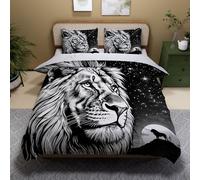 3D Printed Lion Duvet Cover Super King 3 Pieces 220x260cm Animals Lion Bedding Set with Hidden Zipper Soft Microfiber Comforter Quilt Cover with 2 Pillowcase 50x75cm（XXX 4-1）