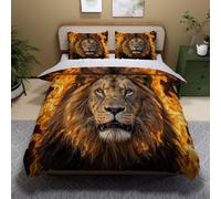 3D Printed Lion Duvet Cover Super King 3 Pieces 220x260cm Animals Lion Bedding Set with Hidden Zipper Soft Microfiber Comforter Quilt Cover with 2 Pillowcase 50x75cm（XXX 1-10）