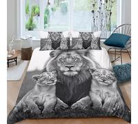 3D Printed Lion Family Duvet Cover Microfiber Bedroom Decor Lion Bedding Set Soft Breathable for Adults Teens Super king（260x220cm）