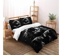 3D Printed Lion Family Duvet Cover Wild Land Animal Bedding Set 3Pcs Luxury Microfiber with Pillowcases,Hidden Zipper for Junior Collection Double（200x200cm） Room Decor