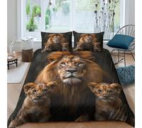 3D Printed Lion Family Pattern Duvet Cover Soft Microfiber Bedroom Decor Lion Bedding Set for Adults Teens Breathable Easy Care Super king（260x220cm）
