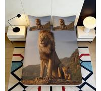 3D Printed Lion Fitted Sheet Microfiber Deep Pocket Bedroom Bedding Brave Lion Mattress Fitted Cover Non-Slip Washable 90x200x25cm