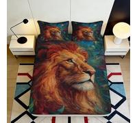 3D Printed Lion Fitted Sheet Microfiber Deep Pocket Non-Slip Full Wrap Lion Mattress Fitted Cover Washable Bedding 90x200x25cm