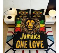 3D Printed Lion Fitted Sheet Microfiber Deep Pocket One Love Non-Slip Jamaica Mattress Fitted Cover for Bedroom Home 180x200x25cm
