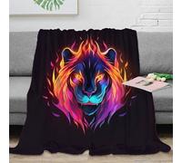 3D Printed lion head fire Thermal Blanket Microfiber Soft Cosy Bedding Warm digital art Home Blanket Compact Portable for Students Campers Travellers Young Adults 50x60inch(127x152cm)