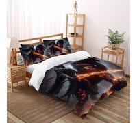 3D Printed Lion Knight Duvet Cover Wild Land Animal Bedding Set 3Pcs Luxury Microfiber with Pillowcases,Hidden Zipper for Teens And Adults King（220x240cm） Room Decor
