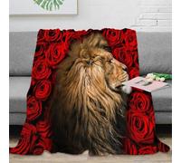 3D Printed Lion portrait Nap Blanket Microfiber Soft Warm Bedding Breathable Wild animal art 1 Bedding Throw Non Pilling Fade Resistant for Homeowners Renters Families 50x60inch(127x152cm)