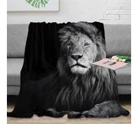 3D Printed Lion portrait Travel Blanket Microfiber Warm Soft Bedding Black and white wildlife Bedding Throw Non Pilling Fade Resistant for Renters Apartment Dwellers Teens 70×80inch(180x200cm)