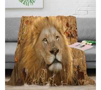 3D Printed Lion portrait Warm Blanket Microfiber Ultra Warm Thermal Bedding Wild animal photography 2 Travel Blanket Compact Portable Non Pilling for Campers Travellers Families 40x50inch(100x130cm)
