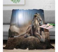 3D Printed Lion resting Thermal Blanket Microfiber Warm Thermal Bedding Soft Wild animal photography Nap Blanket Lightweight for Office Workers Students Teens Young Adults 50x60inch(127x152cm)