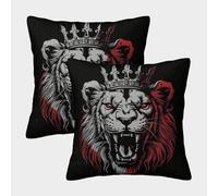 3D Printed Lion Throw Pillow Covers Animal Pillow Case Cushion Decorative Super Soft Pack of 2 for Sofa Couch Bed 50x50cm