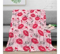 3D Printed Lipstick kisses Cozy Throw Blanket Microfiber Soft Warm Bedding Romantic kiss pattern All Season Blanket Lightweight Machine Washable for Adults Teens Couples 70×80inch(180x200cm)
