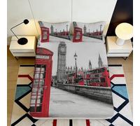 3D Printed London City Fitted Sheet Microfiber Deep Pocket Non-Slip Urban Mattress Fitted Cover for Bedroom 120x200x25cm