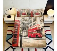 3D Printed London City Fitted Sheet Microfiber Non-Slip Deep Pocket London Bedding Mattress Fitted Cover Washable 180x200x25cm