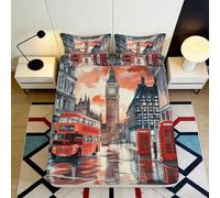 3D Printed London City Fitted Sheet Microfiber Non-Slip Deep Pocket London Mattress Fitted Cover for Bedroom 160x200x25cm