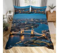 3D Printed London Duvet Cover Single, Microfibre Bedding Set | Soft Breathable, Fade Resistant, Machine Washable, All Season, London Skyline Quilt Cover With Zipper 1 Pillowcase