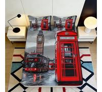 3D Printed London Fitted Sheet Microfiber Deep Pocket Non-Slip City Mattress Fitted Cover Bedroom Bedding 160x200x25cm