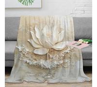 3D Printed Lotus flower Cozy Throw Blanket Microfiber Warm Soft Bedding Cosy Modern wall art design Bed Blanket Anti Static No Shedding for Dorm Dwellers University Students 70×80inch(180x200cm)