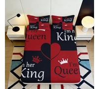 3D Printed Love Heart Fitted Sheet Microfiber Deep Pocket Couple Bedroom Bedding Set Non-Slip Elastic Heart Mattress Fitted Cover for Adults 120x200x25cm