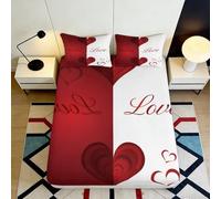 3D Printed Love Heart Fitted Sheet Microfiber Deep Pocket Elastic Hem Bedroom Bedding Love Mattress Fitted Cover Washable for Adults 140x200x25cm
