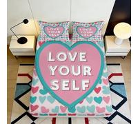 3D Printed Love Heart Fitted Sheet Microfiber Deep Pocket Non-Slip Bedroom Mattress Fitted Cover Washable for Adults 180x200x25cm