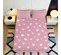 3D Printed Love Pattern Microfiber Deep Pocket Fitted Sheet Bedroom Bedding Non-Slip Elastic Hem Heart Mattress Fitted Cover Washable 90x200x25cm