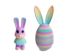 3D Printed Luminous Easter Egg with Bunny Inside - 8.5" Large Glow in the Dark Rabbit Figurine Surprise - Gradient Rainbow Color PLA Egg Container - Unique Easter Basket Stuffer(Rainbow Color)