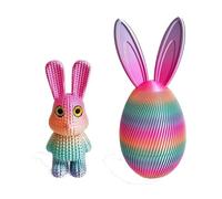 3D Printed Luminous Easter Egg with Bunny Inside - 8.5" Large Glow in the Dark Rabbit Figurine Surprise - Gradient Rainbow Color PLA Egg Container - Unique Easter Basket Stuffer(Candy Color#1、)