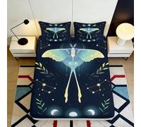 3D Printed Luminous Moth Fitted Sheet Microfiber Deep Pocket Bedroom Bedding Luminous Moth Mattress Fitted Cover All Around 160x200x25cm