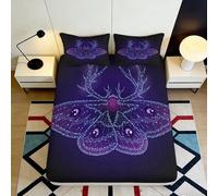 3D Printed Luminous Moth Fitted Sheet Microfiber Deep Pocket Non-Slip Bedroom Bedding Moth Mattress Fitted Cover Full Wrap 140x200x25cm
