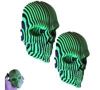 3D Printed Luminous Quantum Skull, Skull Masks That Glow in The Dark, Fidget Skull Gifts, Unique Gothic Home Ornament, Halloween Decoration for Adults Anxiety Relaxing(2pcs Green)