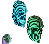 3D Printed Luminous Quantum Skull, Skull Masks That Glow in The Dark, Fidget Skull Gifts, Unique Gothic Home Ornament, Halloween Decoration for Adults Anxiety Relaxing(Blue and Green)
