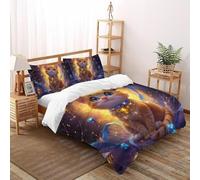 3D Printed Magic Cat Quilt Cover Cute Pet Animal Bedding Set 3Pcs Luxury Microfiber with Pillowcases,Hidden Zipper for Teens And Adults Super King(260x220cm) Room Decor
