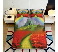 3D Printed Magic Elements Fitted Sheet Microfiber Deep Pocket Non-Slip Bedroom Witch Mattress Fitted Cover 200x200x25cm