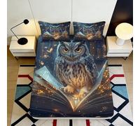 3D Printed Magic Owl Fitted Sheet Microfiber Deep Pocket Bedroom Bedding Magic Owl Mattress Fitted Cover Non-Slip for Adults 90x200x25cm