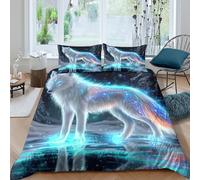 3D Printed magical wolf Duvet Cover Brushed Microfiber fantasy creature art Bedding Cover Stain Resistant Hypoallergenic Quick Drying Breathable for Bedroom Daily Use Single（140x200cm）