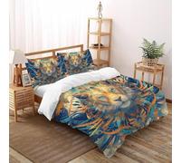 3D Printed Majestic Lion Quilt Cover Wild Land Animal Bedding Set 3Pcs Luxury Microfiber with Pillowcases,Hidden Zipper for Teens And Adults King（220x240cm） Room Decor