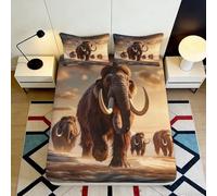 3D Printed Mammoth Fitted Sheet Microfiber Deep Pocket Bedroom Bedding Mammoth Mattress Fitted Cover Non-Slip Elastic Hem Home Washable 140x200x25cm