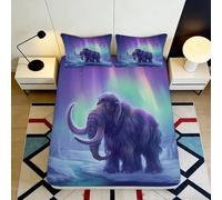 3D Printed Mammoth Fitted Sheet Microfiber Deep Pocket Non-Slip Bedroom Mammoth Mattress Fitted Cover Washable 200x200x25cm