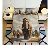3D Printed Mammoth Microfiber Fitted Sheet Deep Pocket Non-Slip Bedroom Bedding Set Mammoth Mattress Fitted Cover Washable for Home 160x200x25cm