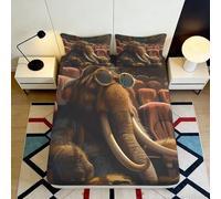 3D Printed Mammoth Pattern Fitted Sheet Microfiber Soft Deep Pocket Non-Slip Mammoth Mattress Fitted Cover for Adults Teen Bedding Decor 140x200x25cm