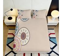 3D Printed Mandala Boho Fitted Sheet Microfiber Beige Ethnic Pattern Mattress Cover for Bedroom Living Room Decor 90x200x25cm