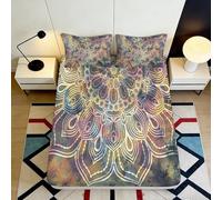 3D Printed Mandala Floral Fitted Sheet Microfiber Soft Abstract Pattern Mattress Cover for Bedroom Guest Room Decor 90x200x25cm
