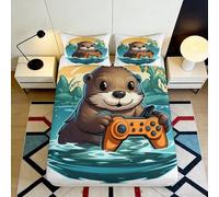 3D Printed Marble Blue Fitted Sheet Microfiber Deep Pocket Adult Bedding Marble Mattress Fitted Cover Non-Slip Breathable Machine Washable Single（100x190cm）