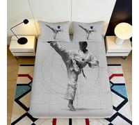 3D Printed Martial Arts Fitted Sheet Microfiber Deep Pocket Bedroom Bedding Non-Slip Martial Design Mattress Fitted Cover for Adults Teens 90x200x25cm