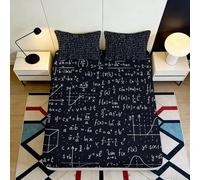 3D Printed Math Formulas Fitted Sheet Microfiber Non-Slip Deep Pocket Math Mattress Fitted Cover Washable for Bedroom 120x200x25cm