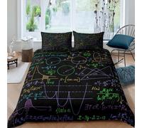 3D Printed Mathematical Formula Single Duvet Cover Set 3 Piece Microfibre Bedding Set Modern Style Quilt Cover 135x200 cm with 2 Pillowcases 50x75 cm and Zipper Closure j.2162